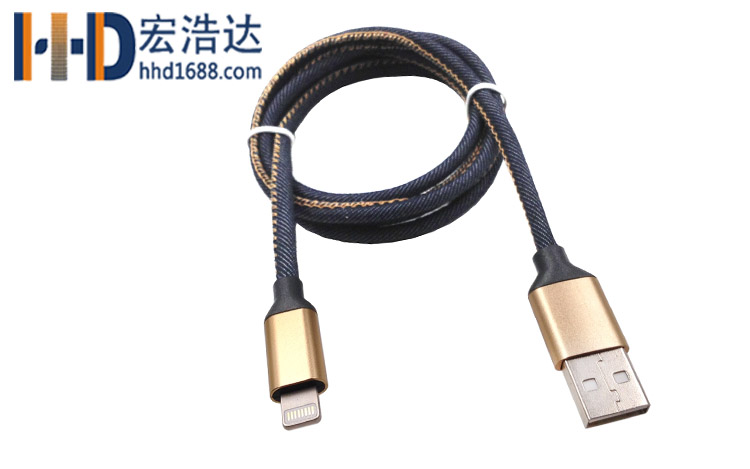 宏浩達(dá)廠家直銷蘋果8手機(jī)數(shù)據(jù)線lightning牛仔布充電數(shù)據(jù)線廠家定制